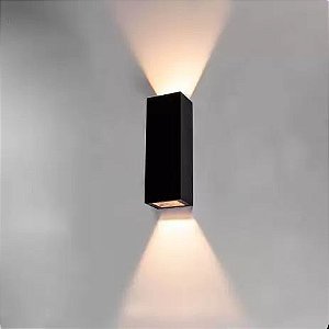 Arandela LED Retangular 2 Fachos Bivolt Preto Branco Quente 3000K AAA7600